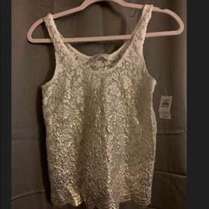 sparkle gold and white lace top